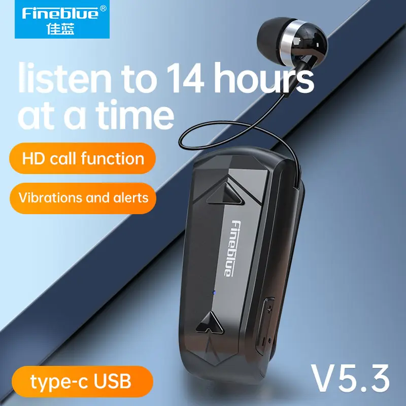 Fineblue F520 Mini Wireless Earphone Bluetooth 5.3 Retractable Portable Headset Calls Remind Vibration Sport Run Headphone - Image 2