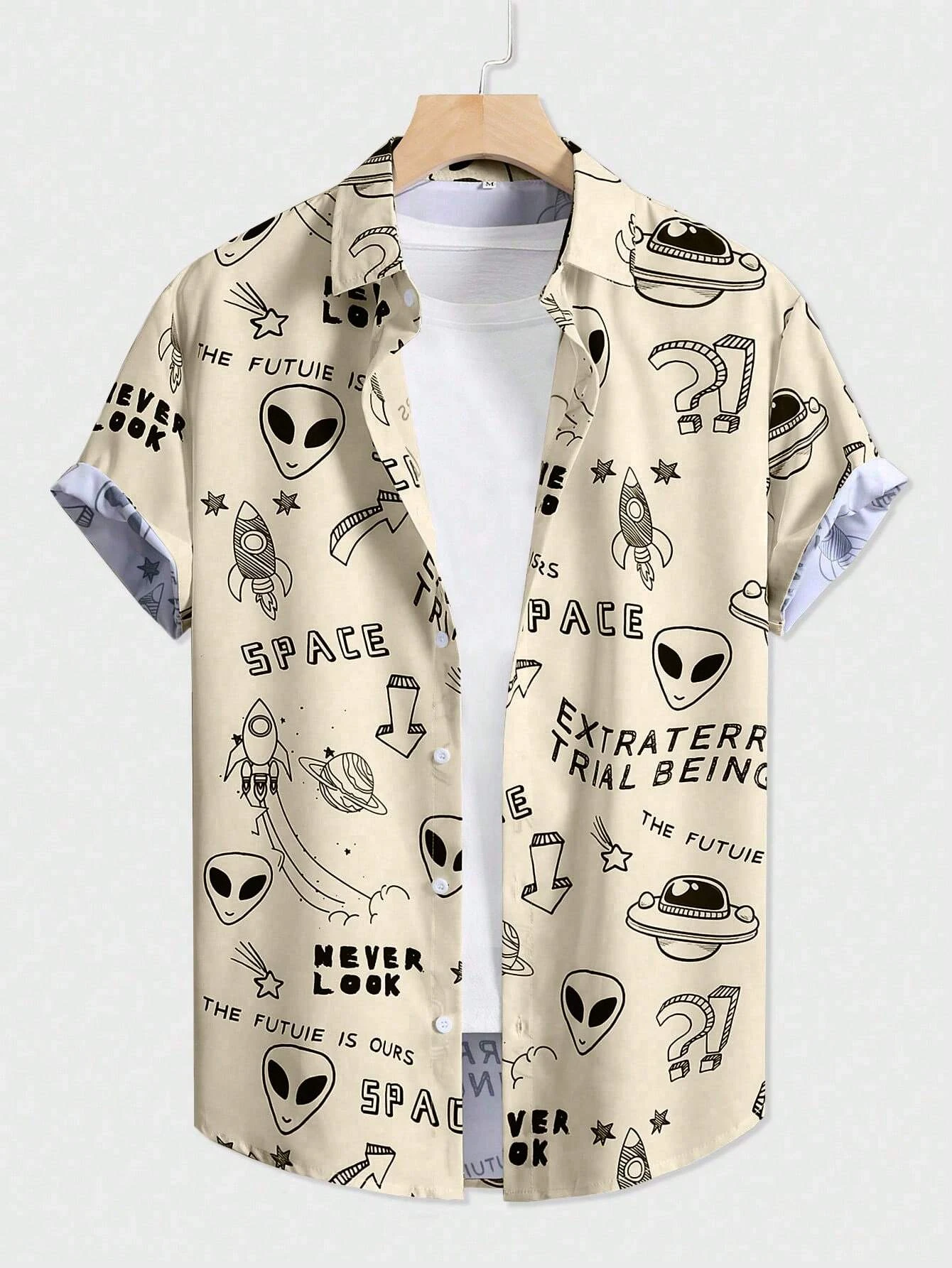 Summer Men Women Seaside button-down Versatile Shirts With Personalized And Interesting Print Design short-sleeved Fashion Tops - Image 3