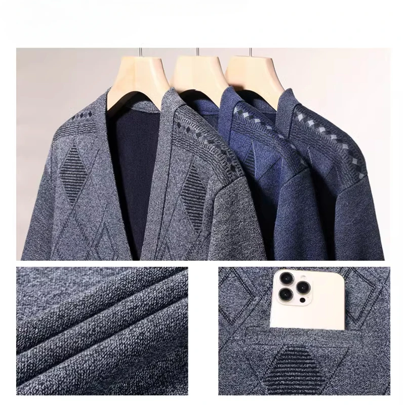 Men Cardigans Knitted Sweaters 2024 Autumn Winter Warm Top Thick Vintage Casual Fashion Button Up Cardigans Jackets Men Clothing - Image 5