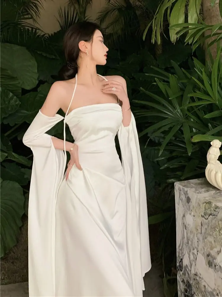 Boho Beach Stain Midi Dress Party Women Evening Design Long Sleeve Slim Elegant Bodycon Dress One Piece Dress Korea Fashion - Image 6