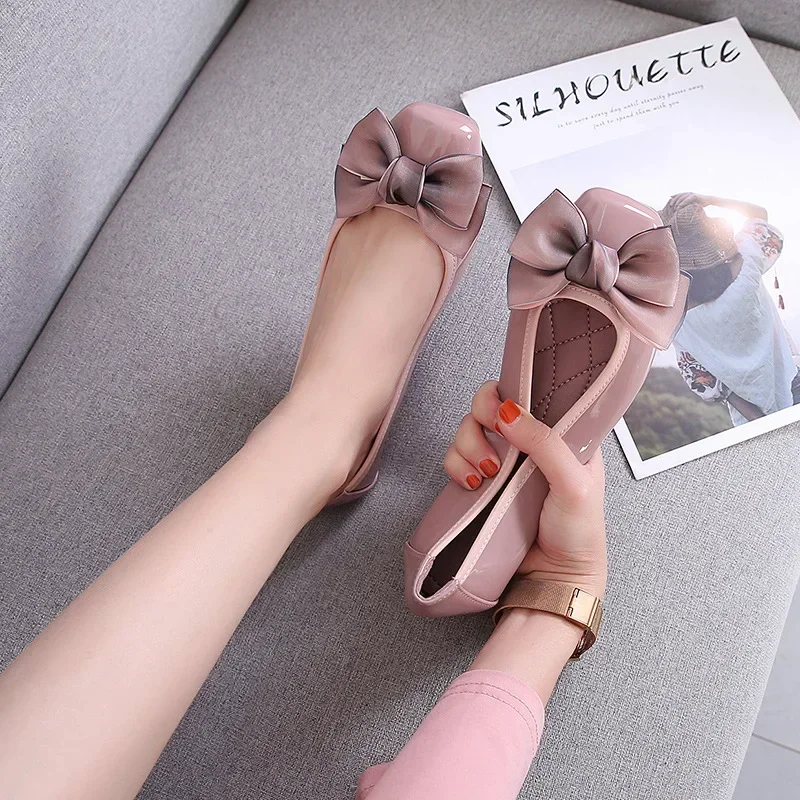 New 2025 Spring Shoes Women Flats Soft Butterfly knot Office Lady Shoes Black Pink Red Big Size 42 DX067 - Image 2