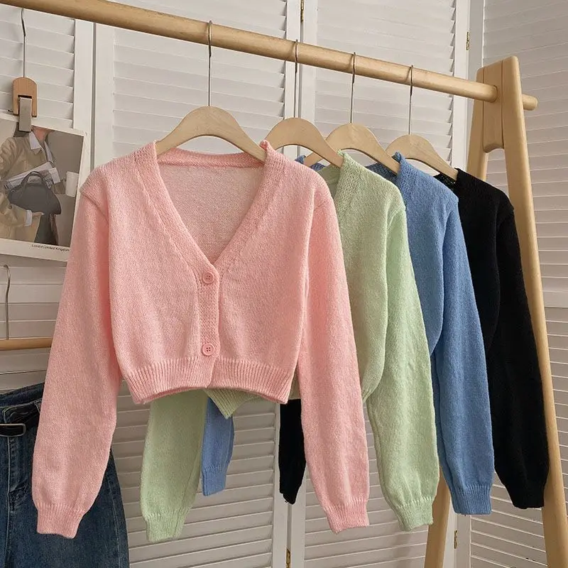 Crop Cardigan Women Slim Autumn Girlish All-match Ulzzang Tender V-neck Casual Outwear Aesthetic Classic Students Chic Clothing - Image 6