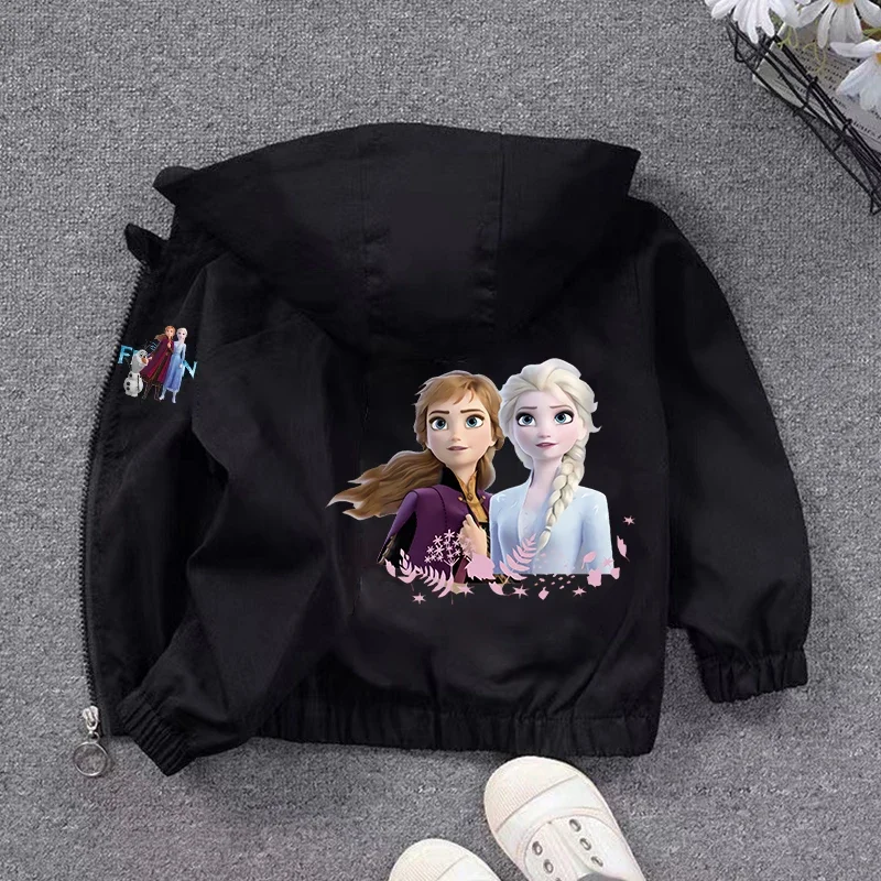 Disney Frozen Elsa Children Hoodie Jacket Coats Baby Girls Boy Cartoon Long Sleeved Zipper Windbreaker Kids Waterproof Outerwear - Image 4