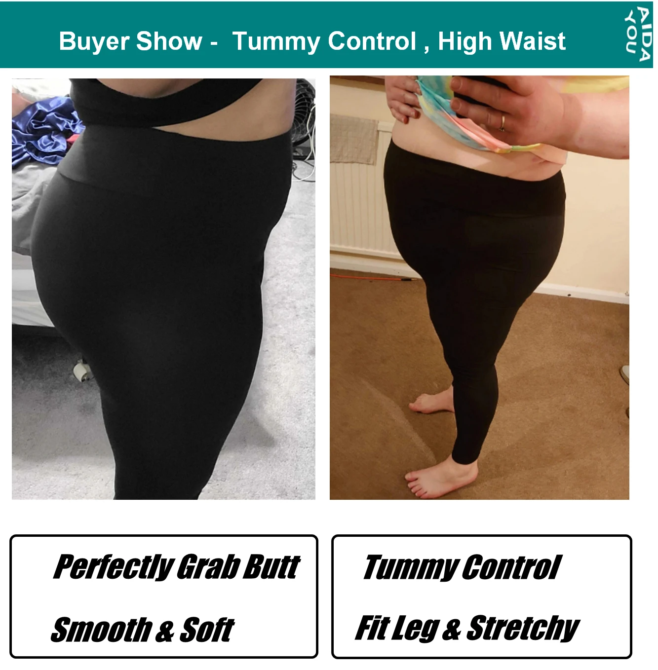 Buttery Soft Plus Size Leggings For Women Super Stretch Wide High Waist Rib Tummy Control Jegging Stirrup & Ankle - Image 2