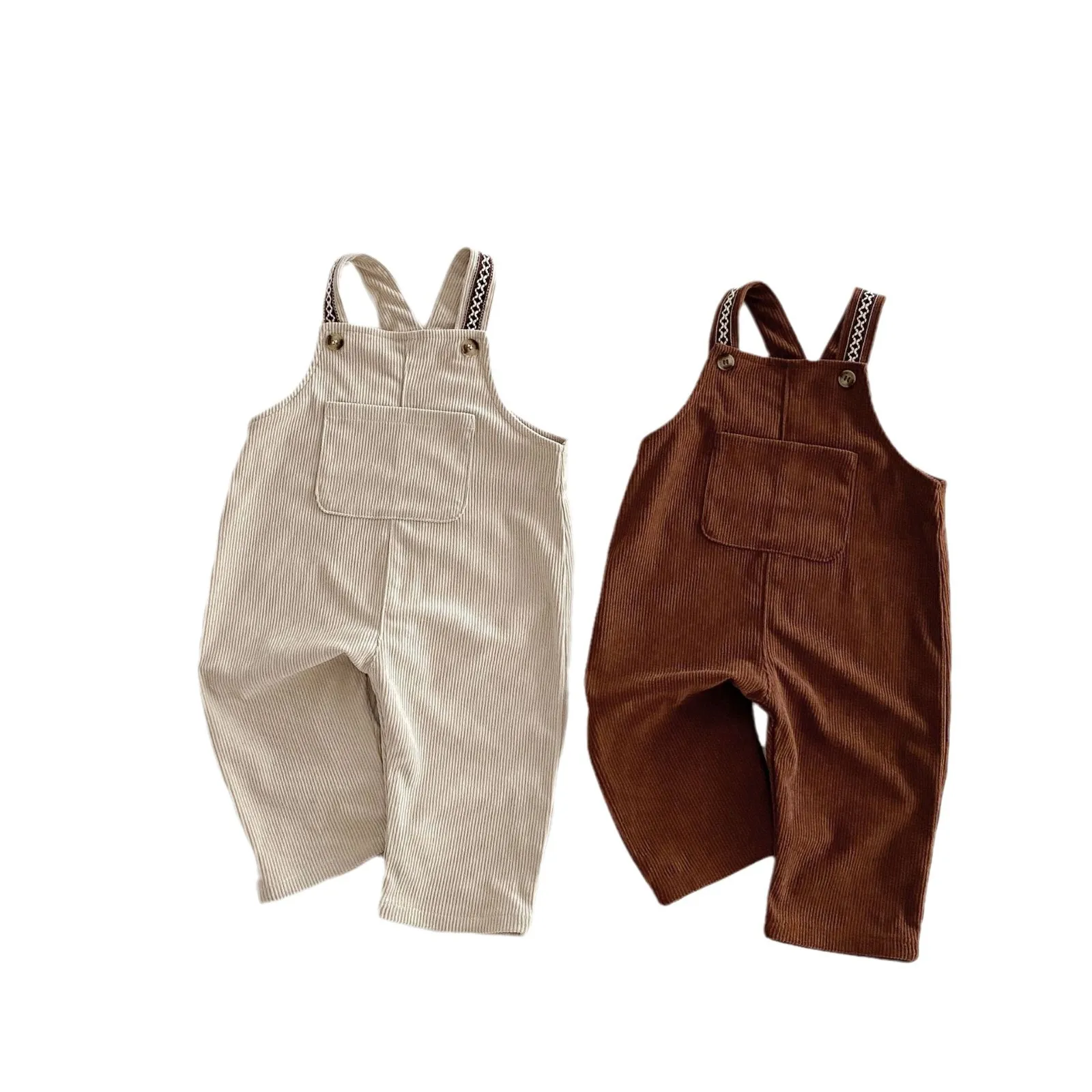 2025 Spring New Children Loose Corduroy Overalls Baby Girls Solid Casual Pants Boys Comfortable Strap Trousers Kids Clothes - Image 6