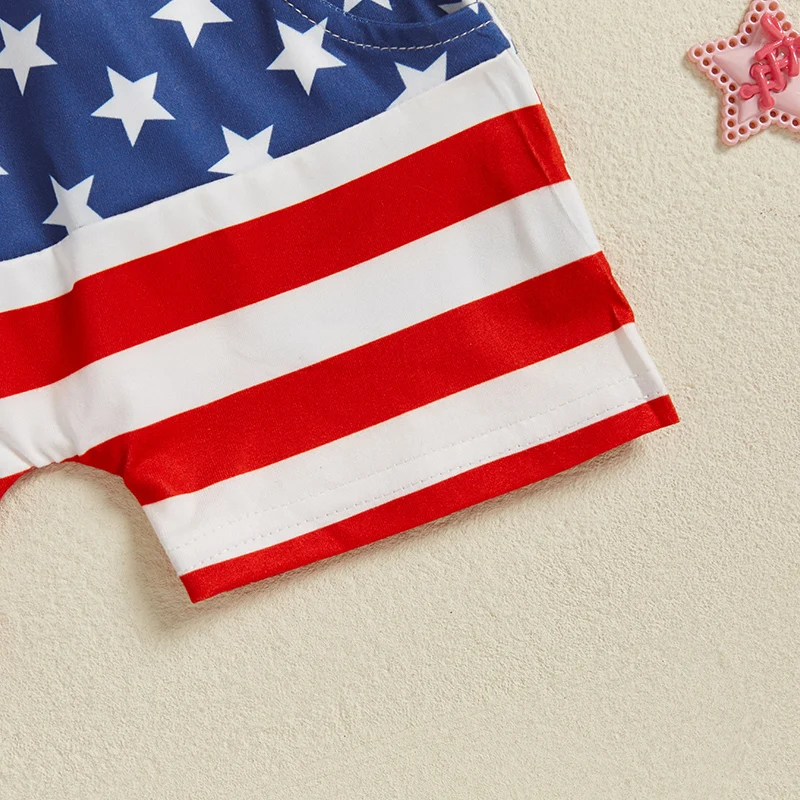 Baby Boy 4th of July Shorts American Flag Stars Striped Rocket Print Elastic Waist Toddler Boy Shorts Firework Pattern - Image 4