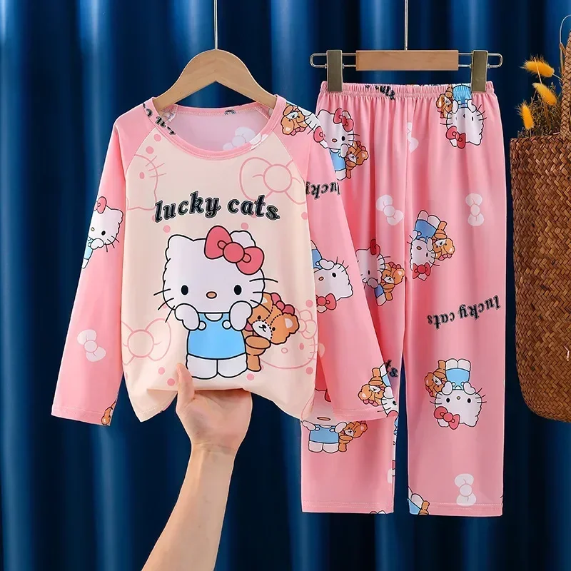 Sanrio Winter Kawaii Children Milk Silk Pajamas Sets Girl Boy Sleepwear Korean Kids Homewear Clothes Cute Anime Loungewear - Image 2