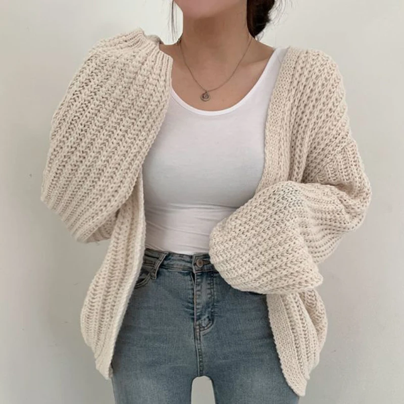 Vintage Harajuku Lantern Sleeve Women Cardigan Sweater Casual Korean Fall Streetwear Tops Coat Chic Lazy Wind Y2k Sweater - Image 4