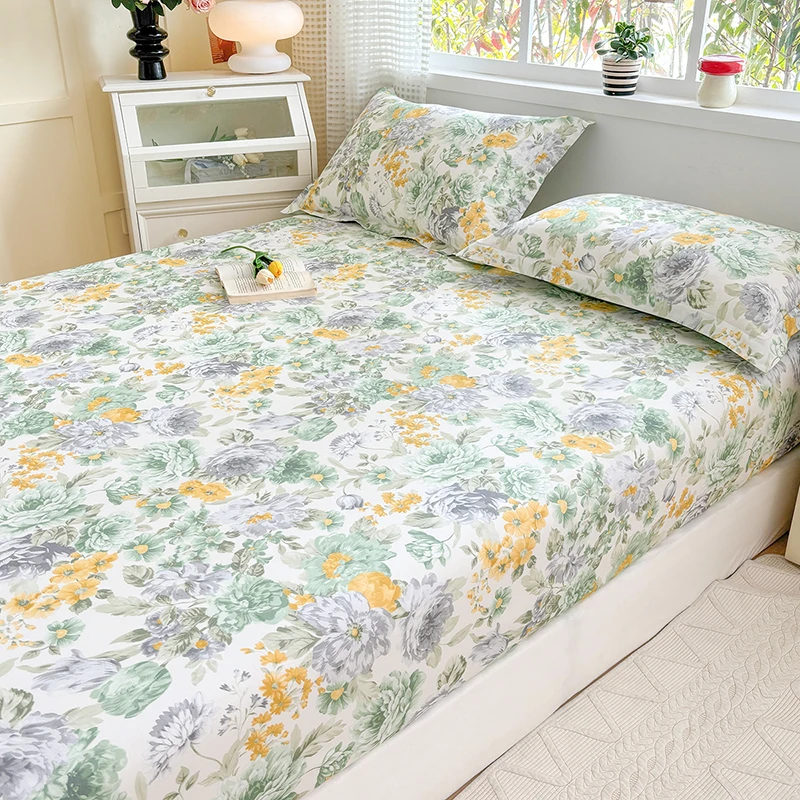 Print Bed Cover Pure Cotton Bedsheets Single/Twin/Queen/King Size Fitted Sheet Home Soft Bed Linen couvre lit (No Pillowcase) - Image 3
