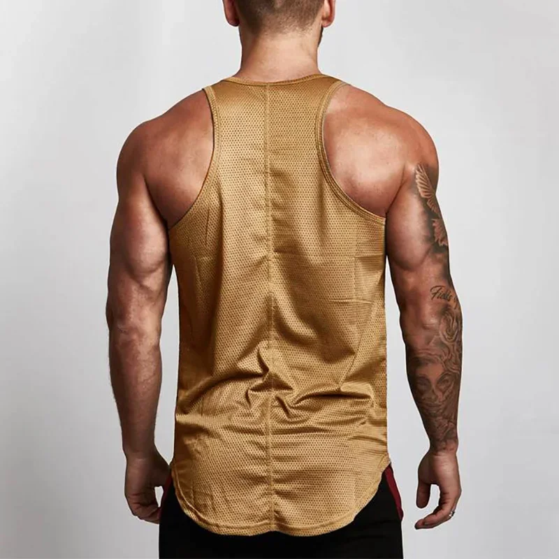 Muscleguys Brand Gym Clothing Summer Bodybuilding and Fitness Mens Tank Top Workout Vest Mesh Stringer Tanktop Undershirt - Image 3