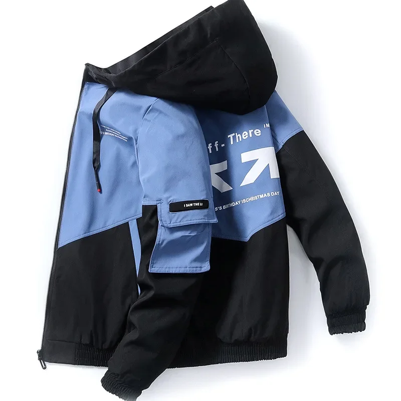 2023 Men's Spring and Autumn New Jackets High Street Trendy Printing Cargo Coat Stitching Color Windproof Pilot Jacket Male - Image 4