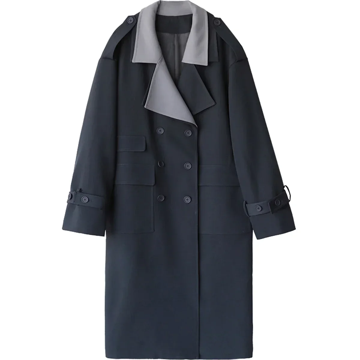 CHIC VEN Women Spliced Trench Coat Korean Loose Turn Down Collar Windbreaker Fashion Long Female Clothes Overcoat Autumn 2023 - Image 6