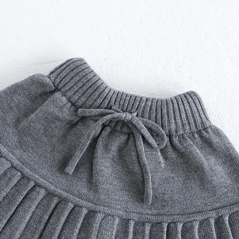 MILANCEL New Autumn Kids Pleated Skirt Girls Cute Solid Color Knitted Dress Children Thin Style Knitted Shorts - Image 6