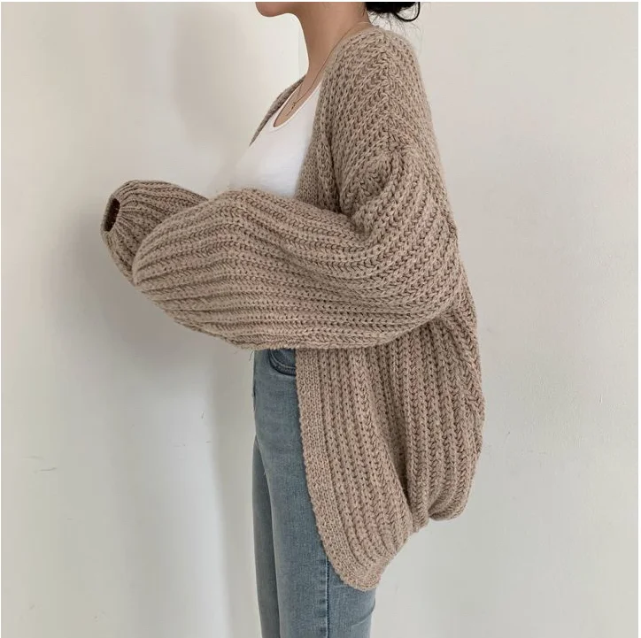 Vintage Harajuku Lantern Sleeve Women Cardigan Sweater Casual Korean Fall Streetwear Tops Coat Chic Lazy Wind Y2k Sweater - Image 2