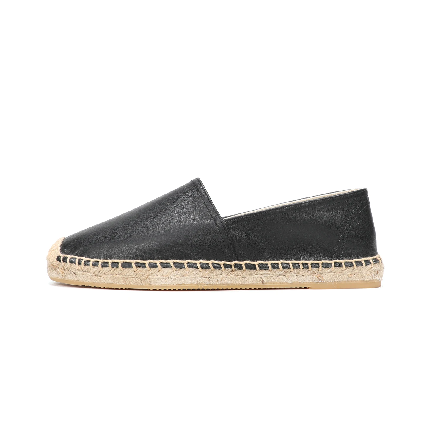 Casual Espadrilles Flat Cow Leather Shoe for Women Slip-on Rubber Ballet Flats - Image 2