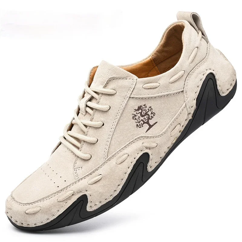 Men Casual Shoes Leather Fashion Men Sneakers Handmade Breathable Mens Loafers Moccasins Luxury Brand Boat Shoes Plus Size 38-48 - Image 2