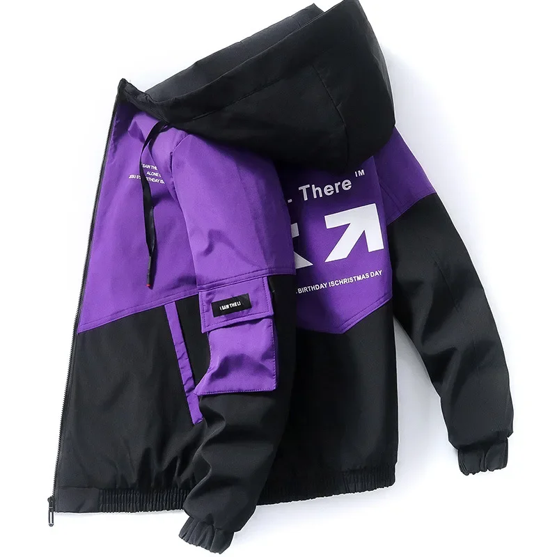 2023 Men's Spring and Autumn New Jackets High Street Trendy Printing Cargo Coat Stitching Color Windproof Pilot Jacket Male - Image 3