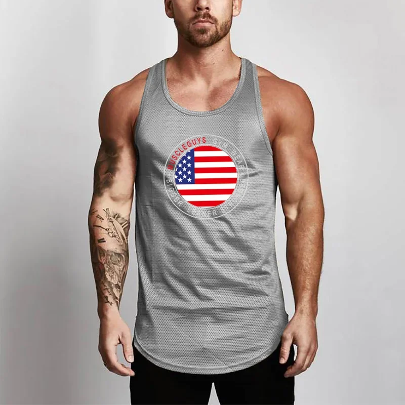 Muscleguys Brand Gym Clothing Summer Bodybuilding and Fitness Mens Tank Top Workout Vest Mesh Stringer Tanktop Undershirt - Image 4