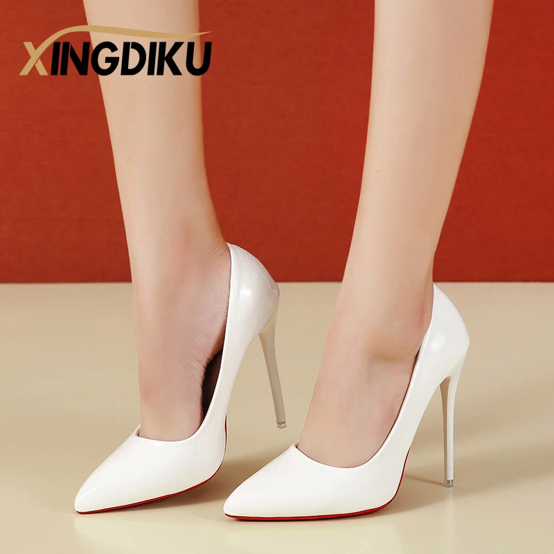 Women's High Heels Fashion Large Size 45 Pointed Toe Stiletto High Heels 12cm Women's Shoes Banquet Bar Wedding Shoes Red Pink - Image 3