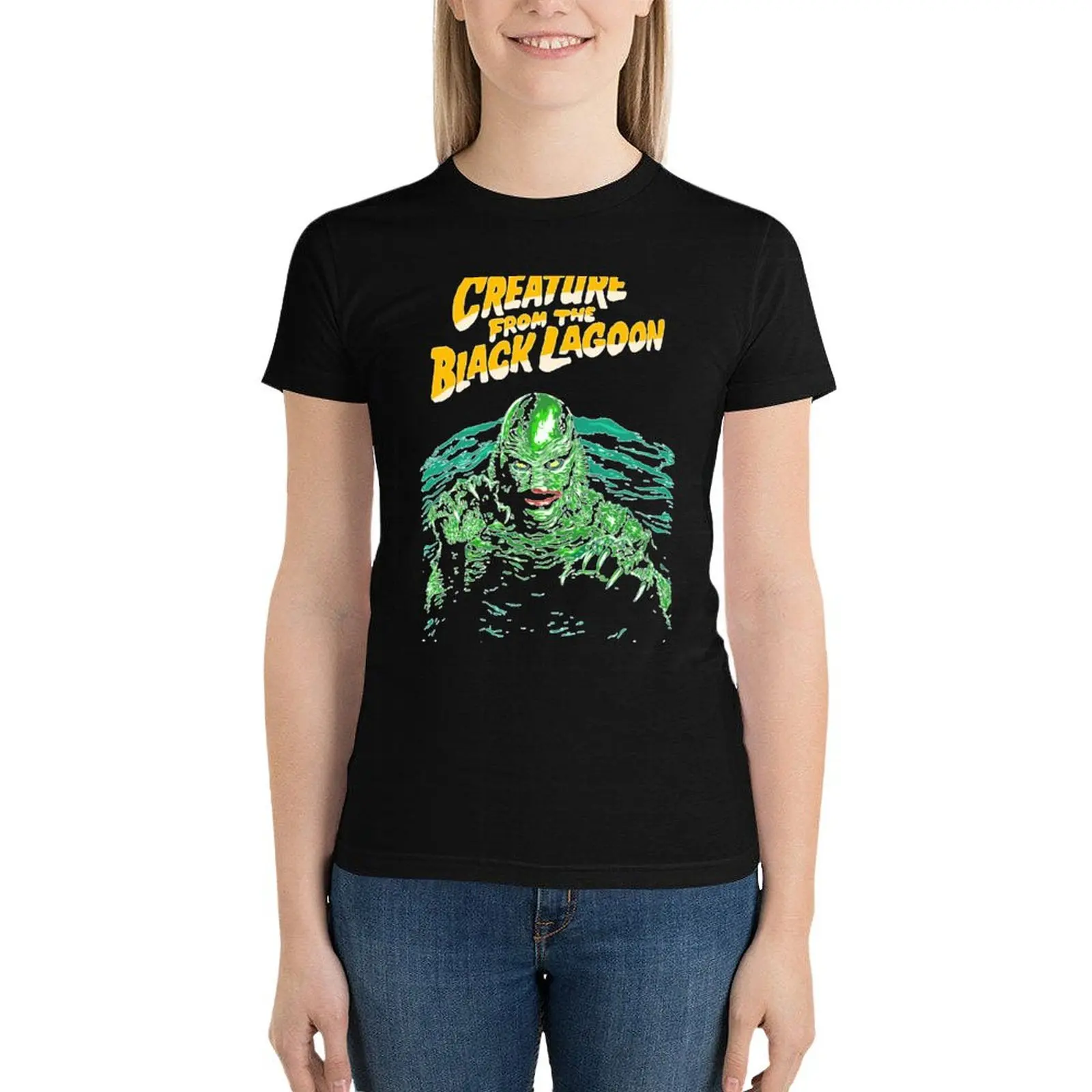 Retro Vintage Creature from the Black Lagoon T-Shirt customs lady clothes workout t shirts for Women - Image 4
