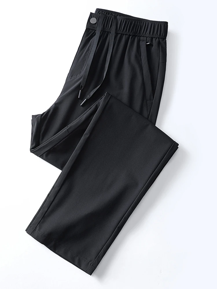 Summer Men's Casual Pants Korean Fashion Outdoor Ice Silk Light Cool Quick Dry Golf Pants Male Elastic Waist Straight Trousers - Image 5