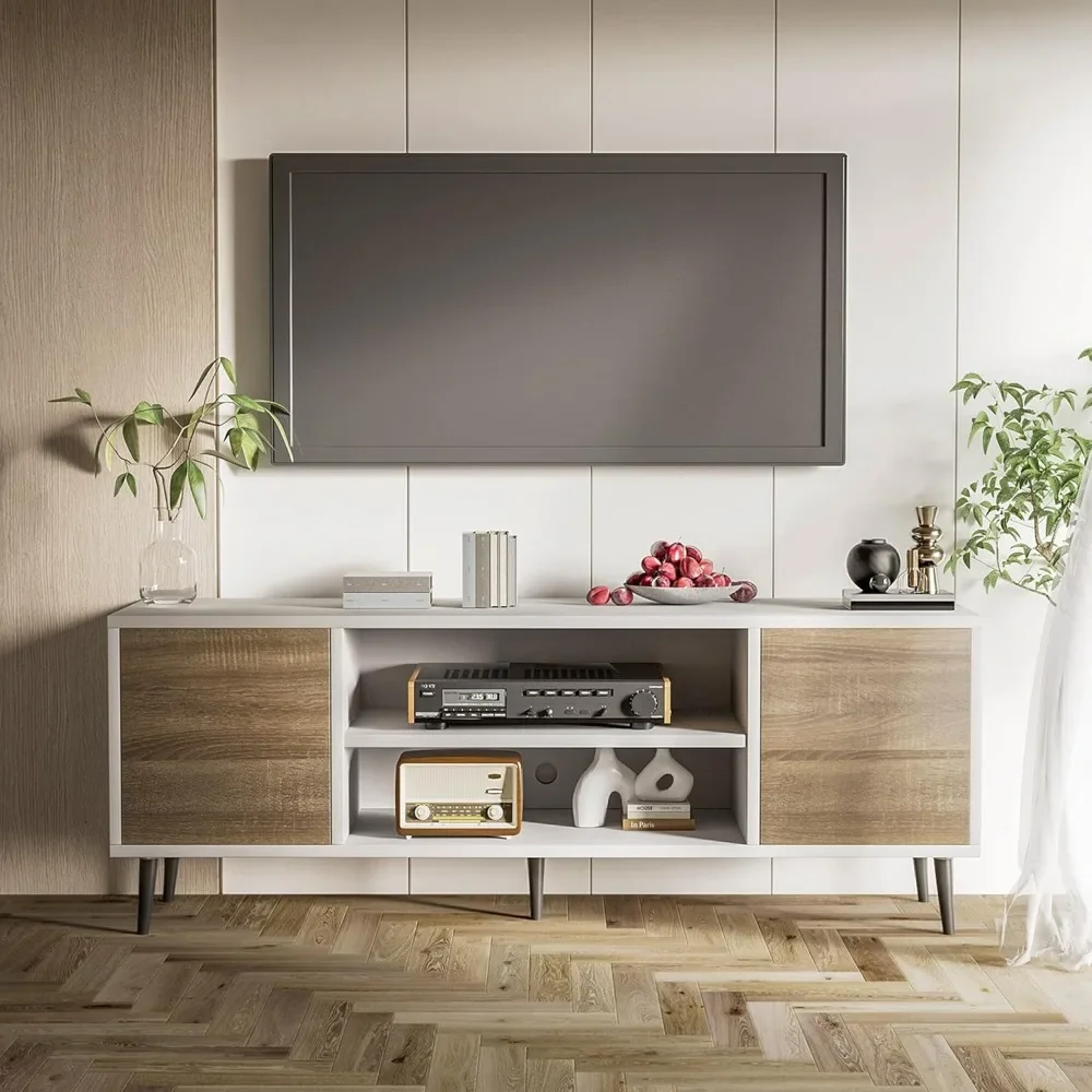 TV Stand for 65 Inch TV, Entertainment Center with Storage Cabinet and Open Shelves, TVs Console Table Media Cabinet - Image 6