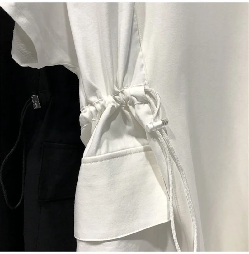 Dresses Fat Extra Large Size 300 g Double Drawstring Waist Stitching Short Sleeve Dress Female Summer Loose Fake Two Skirts 2 - Image 6