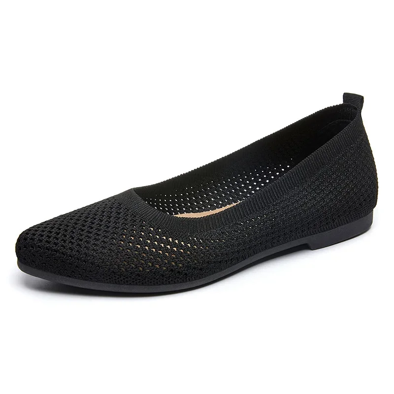 Women's Openwork Knit Shoes 2025 Spring Summer New Soft-Soled Flat Pointed Casual Comfortable Lightweight Loafers for Women - Image 6