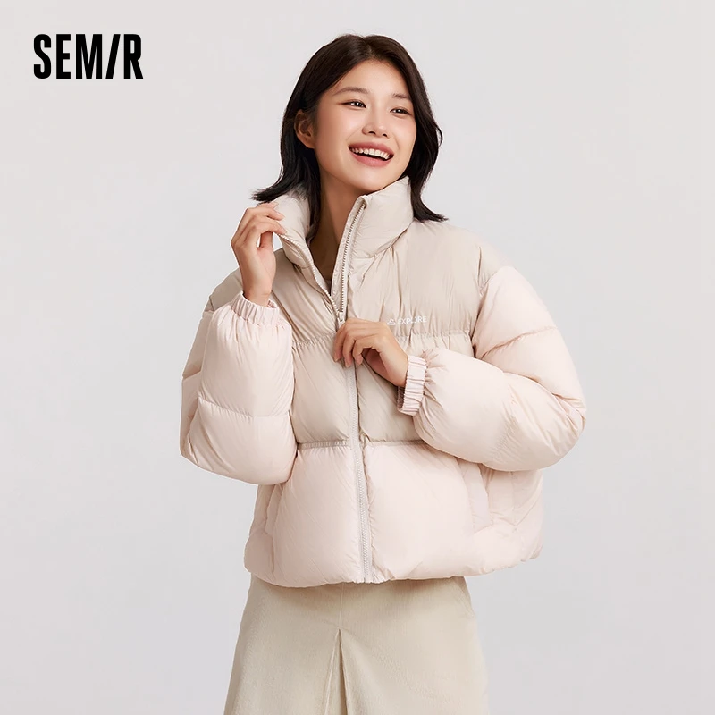 Semir Down Jacket Women Short Length Three-Resistant Oversize Winter 2024 New Letter Stand-Up Collar Top - Image 3