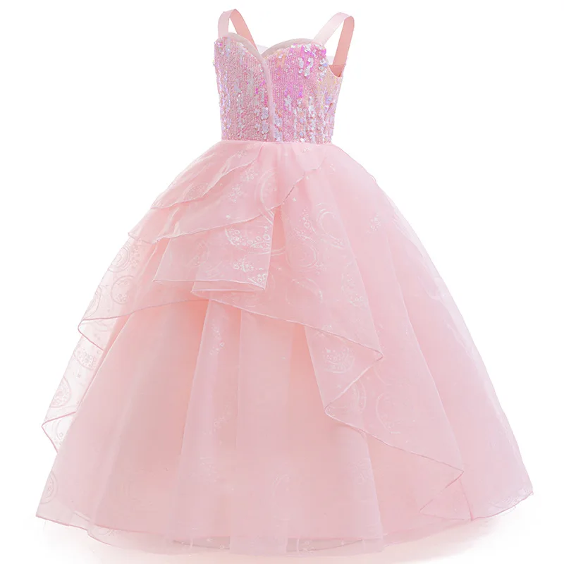 Girl Princess Dress Magic Bad Witch Cosplay Glinda Pink Dress Girls Show Wedding Gown Halloween Role Play Costume Festive Frocks - Image 2