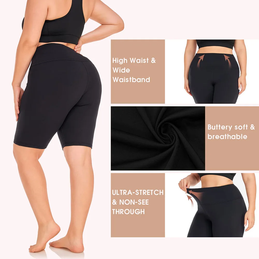 Women's Plus Size Stretch Essential Legging Summer Breathable quick-dry Sports Pants High Waist Tight Cycling Yoga Shorts - Image 5