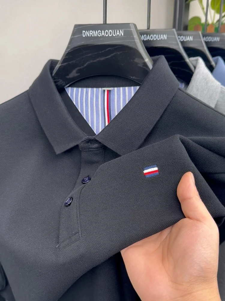 Summer 2024 New High end Embroidered Polo Collar Casual Men's Polo Shirt Short sleeved Solid Color Designer Men's Top T-shirt - Image 3