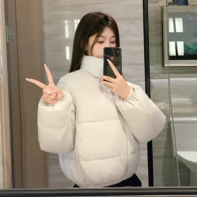 2024 Winter New Short Down Cotton Jackets Coat Women Parkas Casual Loose Drawstring Slim Puffer Jacket Outwear Preppy Clothes - Image 4