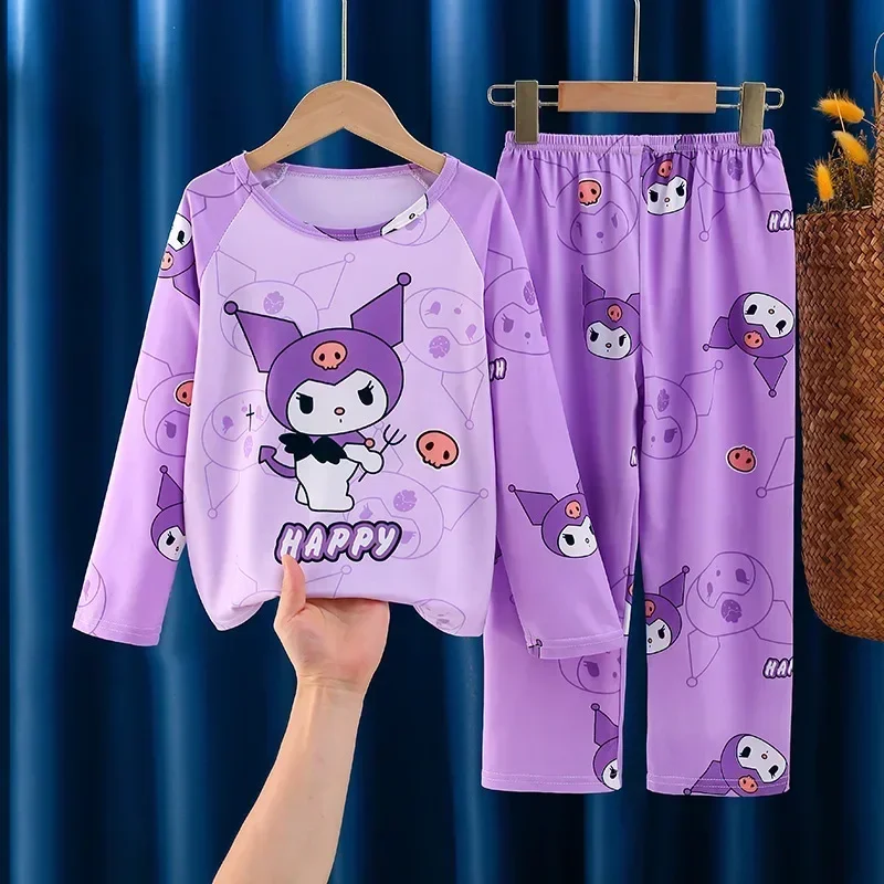 Sanrio Winter Kawaii Children Milk Silk Pajamas Sets Girl Boy Sleepwear Korean Kids Homewear Clothes Cute Anime Loungewear - Image 4