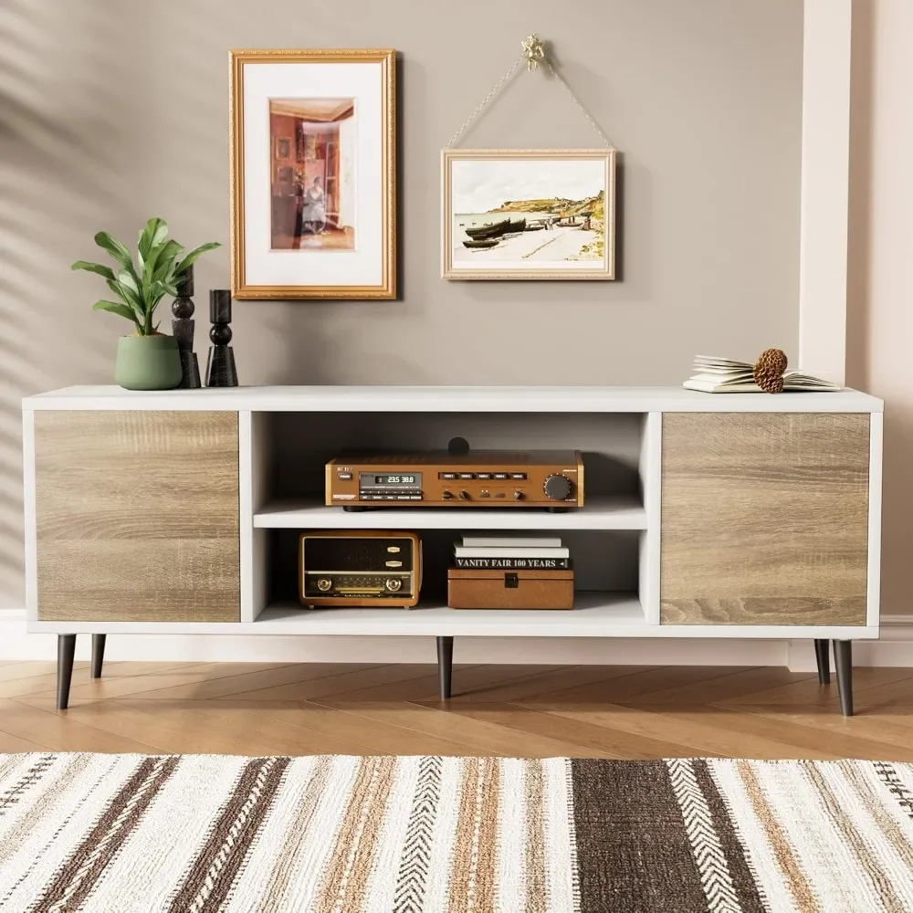 TV Stand for 65 Inch TV, Entertainment Center with Storage Cabinet and Open Shelves, TVs Console Table Media Cabinet - Image 5