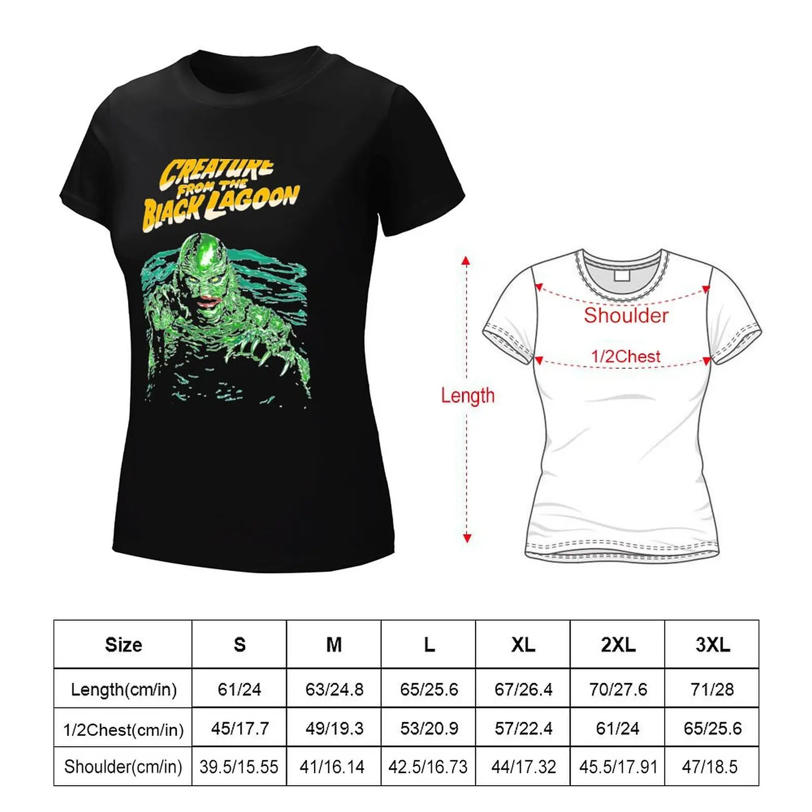 Retro Vintage Creature from the Black Lagoon T-Shirt customs lady clothes workout t shirts for Women - Image 6
