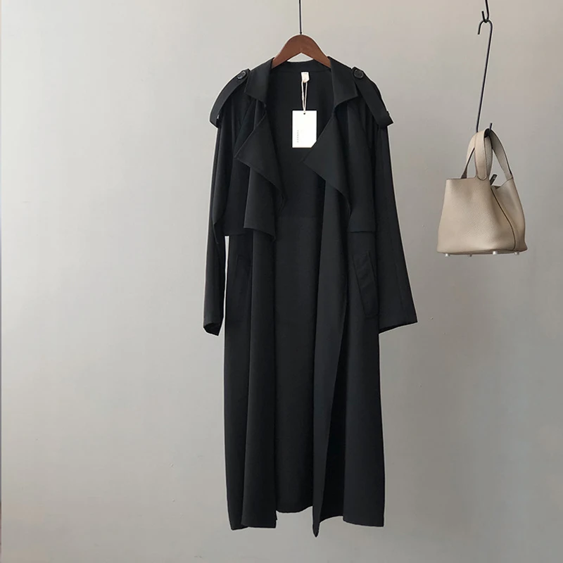 Johnature Korean Vintage Loose Sashes Women Trench 2025 Autumn New Loose Turn-down Collar Long All Match Female Coats - Image 6