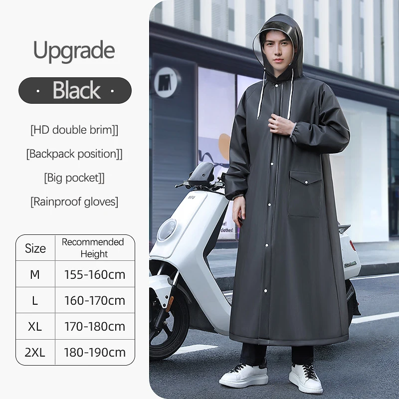 New Men's Raincoat Long Full MTB Road Bicycle Single Ride EVA Body Waterproof Raincoat Lengthen Brim Fashion Raincoat - Image 6