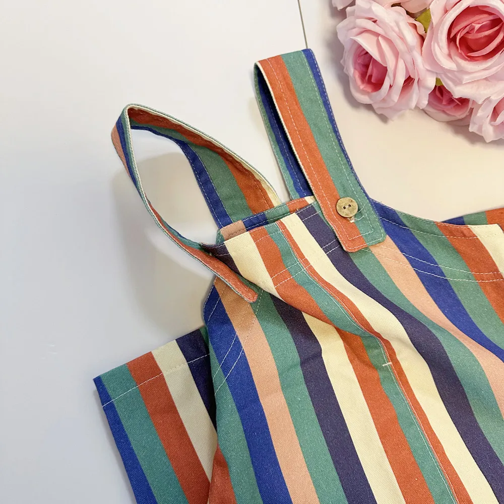 2025 New Spring/Summer Kids Overalls Colorful Stripes Baby Boys and Girls Straps Trousers Children Thin Style Outwear Jumpsuit - Image 6