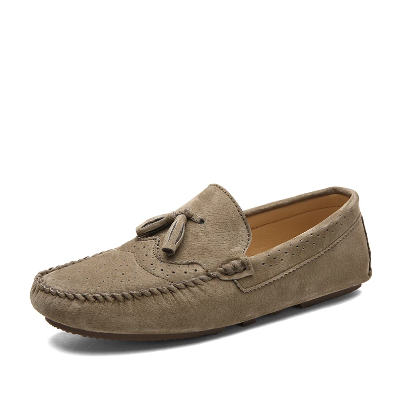 Fashion Brand Men's Suede Leather Shoes Soft Soles Comfortable Men's Loafers Massage Soles New Blue Commuting Driving Shoes - Image 6