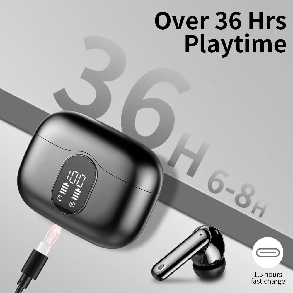 Wireless Earbuds with Bluetooth 5.3, In-Ear Headphones Featuring 4 ENC Mics and 36 Hours of Playtime, LED Display Included. - Image 5