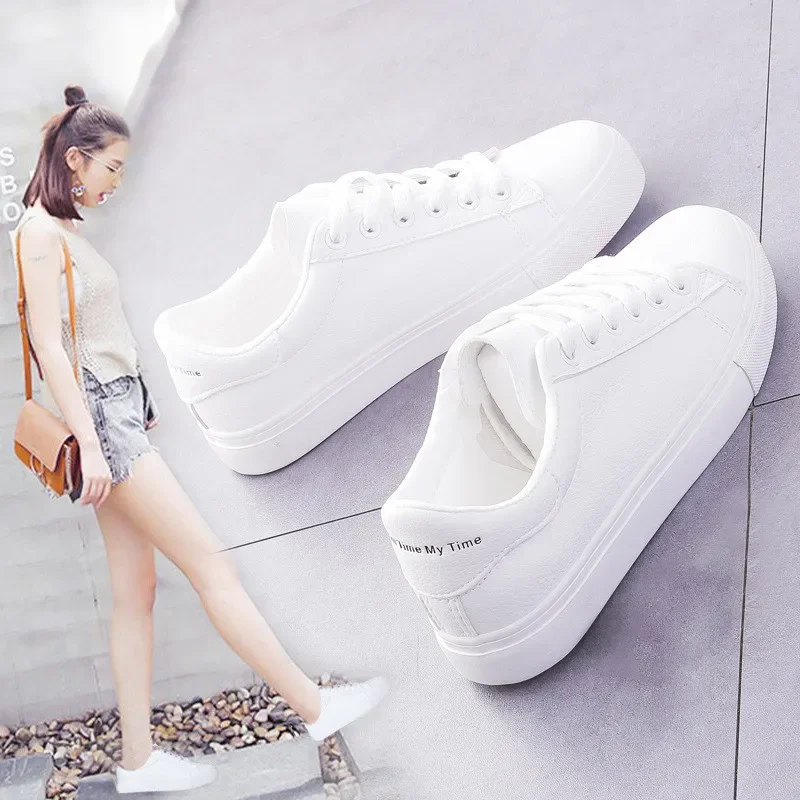 Women Sneakers 2024 Fashion Breathble Vulcanized Shoes Pu Leather Platform Shoes White Lace Up Casual Shoes Zapatos Mujer - Image 4