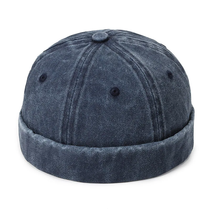 Fashion Denim Docker Cap Brimless Hat Solid Skullcap Solid Color Sailor Cap Beanie Hats Men Women Bucket Cap Adjustable Dad Hat - Image 5