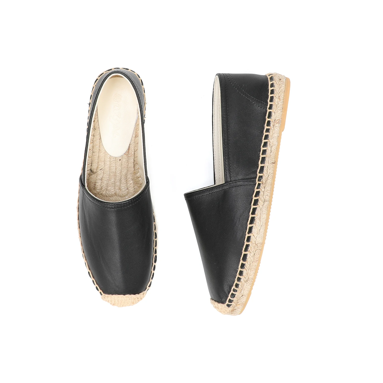 Casual Espadrilles Flat Cow Leather Shoe for Women Slip-on Rubber Ballet Flats - Image 4