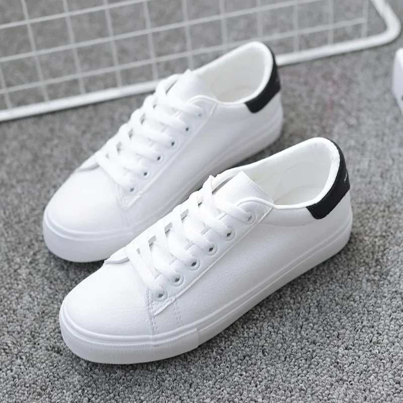 Women Sneakers 2024 Fashion Breathble Vulcanized Shoes Pu Leather Platform Shoes White Lace Up Casual Shoes Zapatos Mujer - Image 5