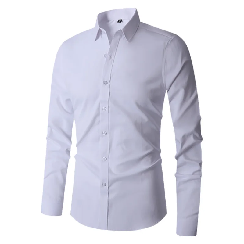 Men's Long Sleeve Regular Fit Casual White Shirts for Men Button-Down Social Shirt USA Size S-XL - Image 2