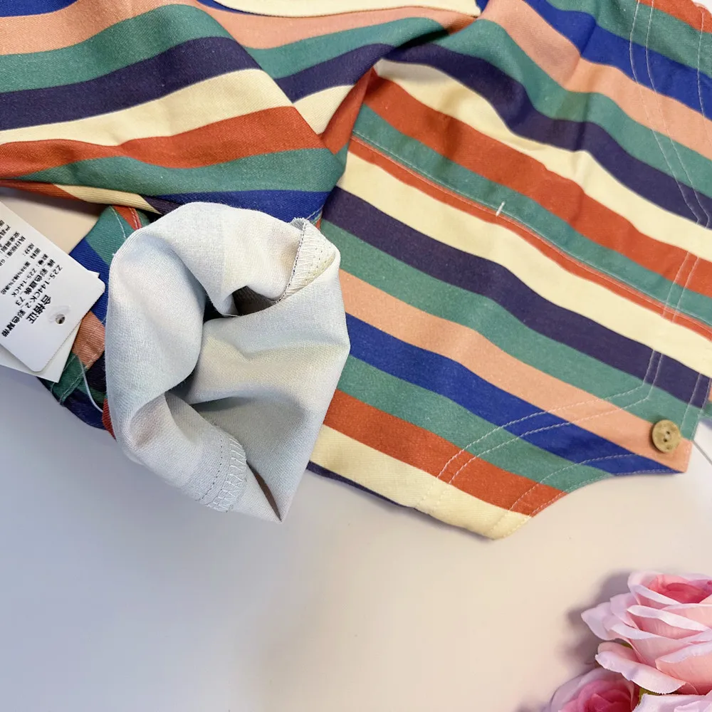 2025 New Spring/Summer Kids Overalls Colorful Stripes Baby Boys and Girls Straps Trousers Children Thin Style Outwear Jumpsuit - Image 4