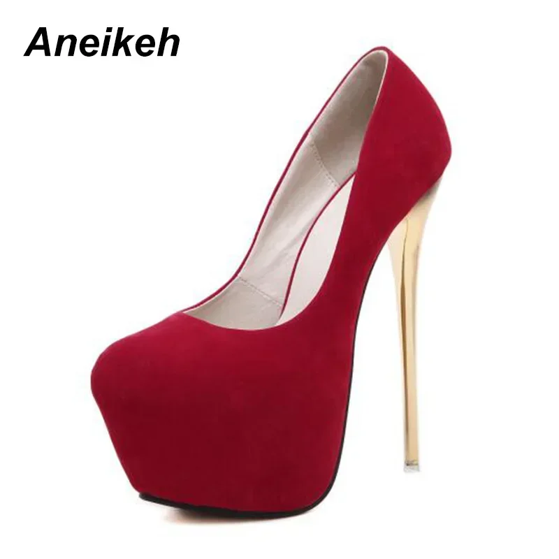 Aneikeh Big Size 41 42 43 44 45 Sexy Pumps Wedding Women Fetish Shoes High Heel Stripper Flock Pumps 16 cm Zapatos Mujer - Image 4
