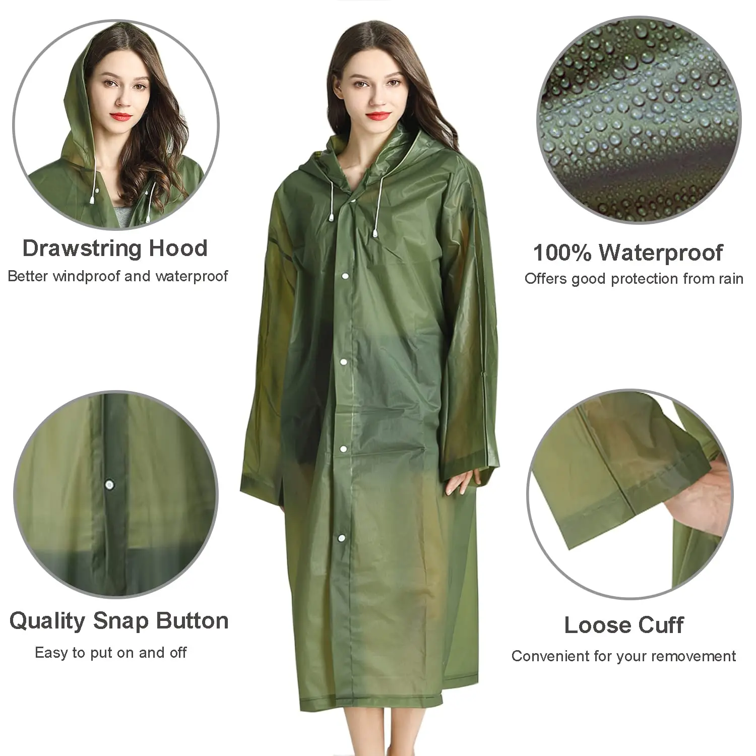 Reusable Thicken Women Men Rain Coat Waterproof Jacket Poncho Cloak Hood Hoodie Suit Raincoat For Tourism Fishing Cycling Hiking - Image 5