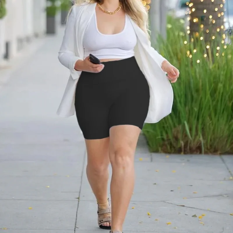 Women's Plus Size Stretch Essential Legging Summer Breathable quick-dry Sports Pants High Waist Tight Cycling Yoga Shorts - Image 6